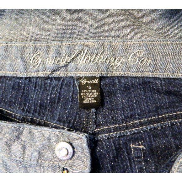 G Unit Clothing Co Jeans Jrs 15 Blue Metallic Stretch Straight Cotton - Picture 7 of 7